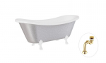 Vonia Besco Amelia Glam 190, Silver+White, su sifonu Klik-klak Gold