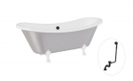 Vonia Besco Amelia Glam 190, Silver+White, su sifonu su persipylimu Klik-klak Black