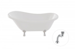 Vonia Besco Otylia 170, White+Chrome, su sifonu Klik-klak Chrome