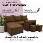 Kampinis i&scaron;skleidžiamas sofos su staliuku ir pufais St Combo, Podrez, Ruda