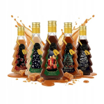 5x Stiklinės "eglutė" 250ml, dekoruotos, Kalėdinės, likeriui