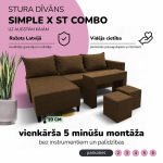 Kampinis i&scaron;skleidžiamas sofos su staliuku ir pufais St Combo, Podrez, Ruda
