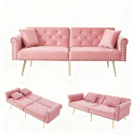 Dvivietė sofa-lova i&scaron; veliūro su reguliuojamu atlo&scaron;u