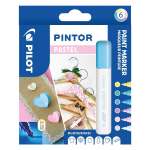 Pilot Pintor M markeriai, 6 pasteliniai spalvų, ypač patvarūs
