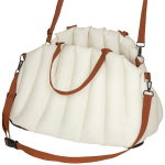 &Scaron;unų krep&scaron;ys &Scaron;unų krep&scaron;ys &scaron;unims, sveriantiems mažiau nei 5 kg, 2 diržai, Oxford audinys, pagalvėlė, pavadėlis, kreminė balta spalva