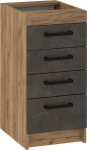 Apatinė spintelė su stalčiais Meblocross Rodos ROD-04 S40-4SZ, ruda/pilka