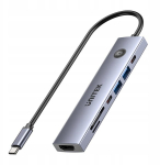 Unitek H1124AGY01 USB-C 7-in-1 centrinė stotelė, 4K@60Hz, 100W PD, HDMI įjungta/i&scaron;jungta