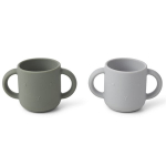 Silikoniniai mink&scaron;ti saugūs vaikų puodeliai Liewwood Silicone Cup Rabbit / Faune Green LW14155, be BPA, 2 vnt.