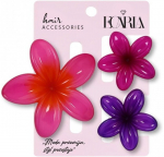 Ecarla plaukų segtukų rinkinys: Xl gėlė + 2 mini rožės, violetinės