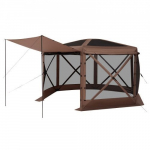 Pavėsinė su tinkleliu, 3.6x3.6x2.2 m, ruda, stovyklavimo pastogė