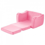 Vaiki&scaron;ka sofa, sulankstoma konvertuojama vaiki&scaron;ka sofa su porankiais, 60x44.5x40.5 cm, rožinė, mink&scaron;tas audinys