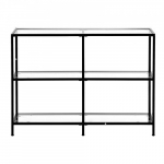 Konsolinis stalas, 3 auk&scaron;tų stiklas, 100x30x72,9 cm, juodas, grūdintas stiklas