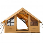 Pripučiamas kempingo palapinė, 4x3x2,2 m, geltona, Oksfordo audinys