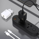 Dudao sieninis įkroviklis A27STEU 25W GaN USB-A su USB-A - USB-C laidu - baltas