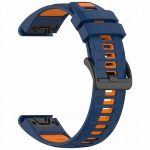 BestAccessories, dirželis G. Fenix 5 6 7 8 47 mm Instinct / Epix / Forerunner, spalva tamsiai mėlyna&ndash;oranžinė