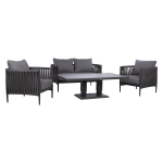Sodo baldų komplektas Home4You BRISTOL pilka sofa, kėdės, stalas
