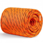 Medžio laipiojimo virvė, dvigubas pintas poliesteris, 1,9 cm x 67,1 m, oranžinė, 24 gijų