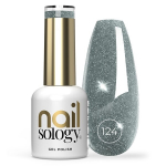 Gelinės nagų lakas Realac Nailsology 124 Sea Life Blue su blizgučiais, labai pigmentuotas, ilgalaikis 8 ml