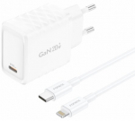 Foneng Eu55 Gan Pd 20w Usb-c įkroviklis su Usb-c į Lightning kabeliu, baltas