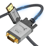 HDMI į VGA kabelis 1 m &ndash; Vaizdo adapteris konverteris &ndash; Full HD 1080p &ndash; Ne&scaron;iojamam kompiuteriui PC monitoriui projektoriui