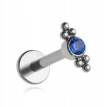 Titano labret auskaras su mėlyna cirkonio karoliuku, 1,2/6 mm