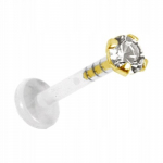 18k Aukso Labret Auskaras su Balta Cirkonio Karoliuku