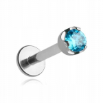 Titano labret auskaras su mėlynu cirkoniu 1,2/8/2,5 mm