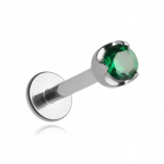 Titano labret auskaras su žalia cirkoniu, 1.2/8/4.5 mm
