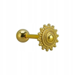 Auksinis liežuvio auskaras su mandala, 1.6/16/5 mm