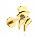 Auksinis titano labret auskaras Doktor Plagi, 1.2/6 mm