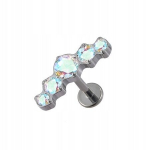 Titano labret su opaliniais cirkoniais 1,2/6 mm