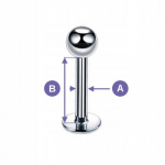 Auksinis titano labret auskaras su boružėle 1,2/6 mm