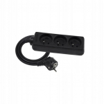 Elgotech Eps-303-2 prailgintuvas su įžeminimu, 3 lizdai, 3m, juodas
