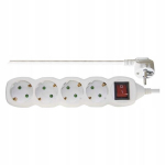 Prailginimo laidas su jungikliu Emos P1423r, 4 lizdai, 3m, baltas