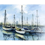 Deimantinė mozaika, Laivai Uoste, 40x50, varvikas, LG300e