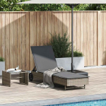 Gultas &bdquo;Sun Lounger&ldquo; vidaXL i&scaron; pilkos poliratanės su ratukais ir čiužiniu