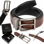 Dvipusis odinis diržas Lahti Pro L9021520, juodas/rudas, su pasukama sagtimi