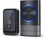 Belaidis durų skambutis, 52 skambučių tonai, LED blykstė, 400 m veikimo nuotolis, juodas