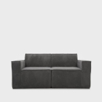Modulinė sofa LYKKE 2-vietė tamsiai pilka su putų užpildu, veliūras stambiu ruoželiu (kordurojus), 190x88x73 cm