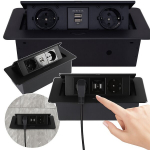 Įleidžiamas baldų lizdas 2 lizdų + USB 1,5 m, Įleidžiamas baldų lizdas 2 lizdų + USB 1,5 m