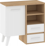 Nordis NOR-02 1D2S komoda &ndash; klasikinė ąžuolo ir baltos spalvos spintelė su stalčiais