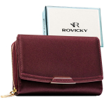 Moteri&scaron;ka RFID piniginė &bdquo;Rovicky&ldquo; i&scaron; ekologi&scaron;kos odos, slyvų spalvos