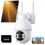 Lauko Wifi Saulės Kamera 5mp, 4x Zoom, Ip65, 64gb