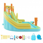 Pripučiamas batutas 405x347x255 cm Su laipiojimo siena Dvigubos čiuožyklos