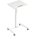Auk&scaron;čio reguliuojamas stovimas stalas, 60.5x52x75-114 cm, balta, plieninis rėmas