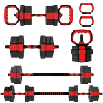 Hantelių rinkinys, reguliuojamas 6-in-1 20 kg, 100x18x18 cm, raudona, plastikas