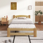 Viengulė masyvo medžio lova su galvūgaliu ir grotelių pagrindu 90x200 cm 1 vnt