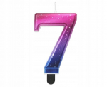 Gimtadienio žvakė "7" - Kosmosas, Ombre, 8 cm