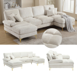 Didelis U formos Chenille sofa, dviguba sėdimoji vieta, svetainė/miegamasis