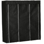 Veltinio spinta, 1 drabužių strypas, 10 lentynų, 150x43x162,5 cm, juoda